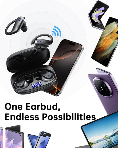 Wireless Earbuds Bluetooth 5.4 Headphones Sport,IPX7 Waterproof Sports Earphones with Earhooks,80H Playtime,Lightweight 7.8g