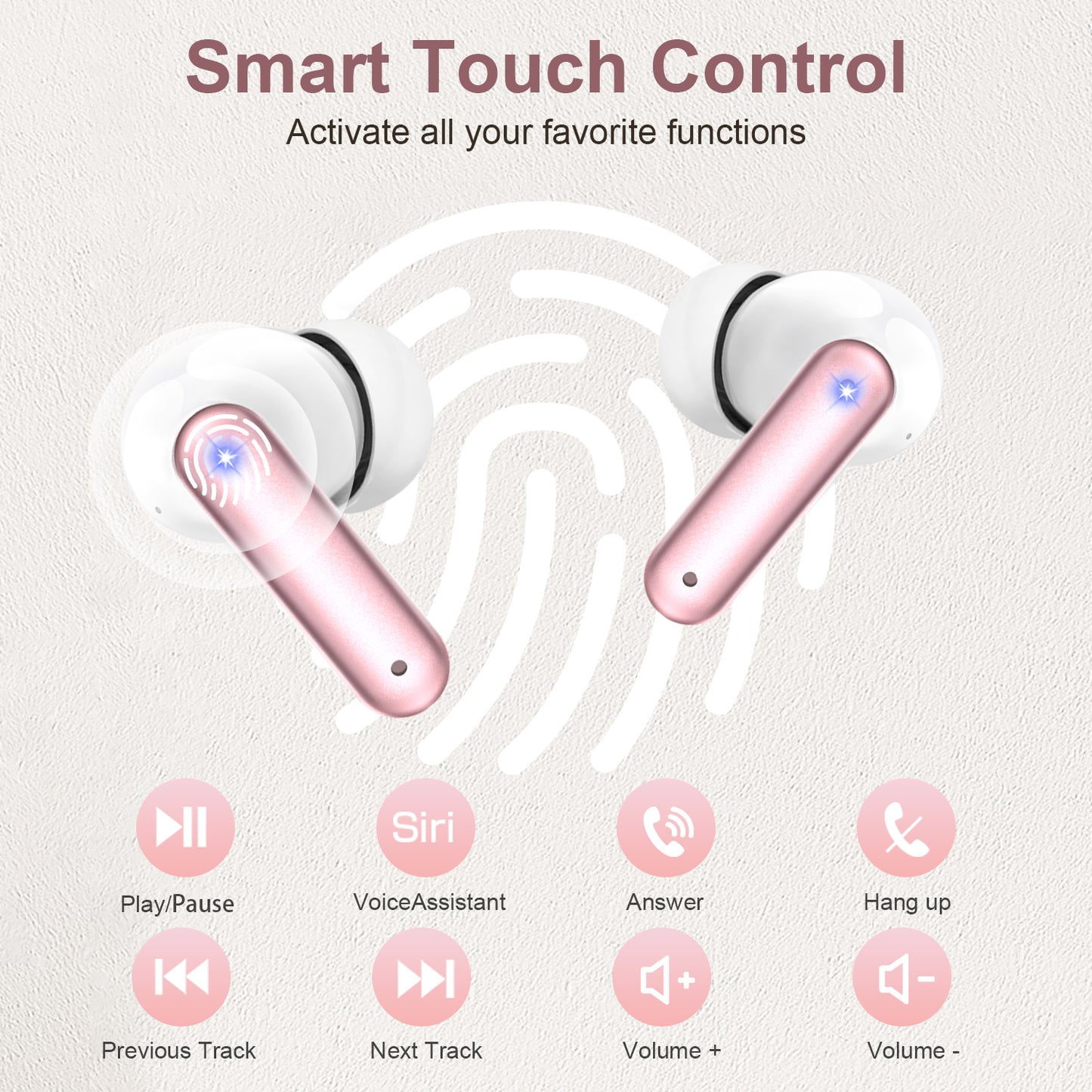 2025 Wireless Earbuds, 65hrs Stereo Deep Bass Ear Buds with Power Display Charging Case, buit in Mic, IPX7 Waterproof