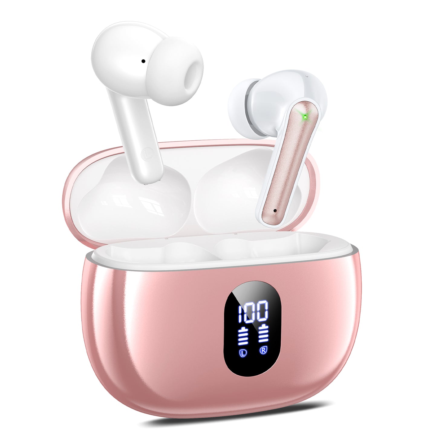 Wireless Earbuds with Big Bass Stereo Sound, 65 Hours Playtime, Lightweight in-Ear IPX7