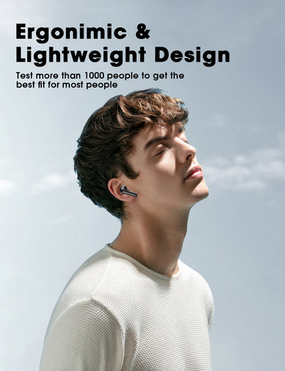 Wireless Earbuds with Big Bass Stereo Sound, 65 Hours Playtime, Lightweight in-Ear IPX7