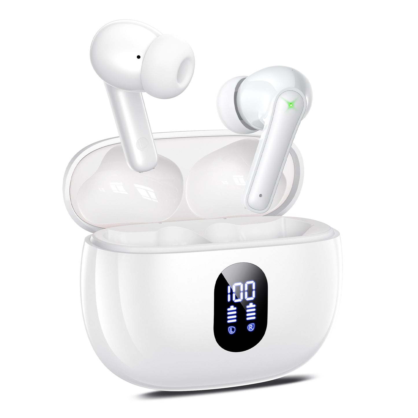 Wireless Earbuds with Big Bass Stereo Sound, 65 Hours Playtime, Lightweight in-Ear IPX7