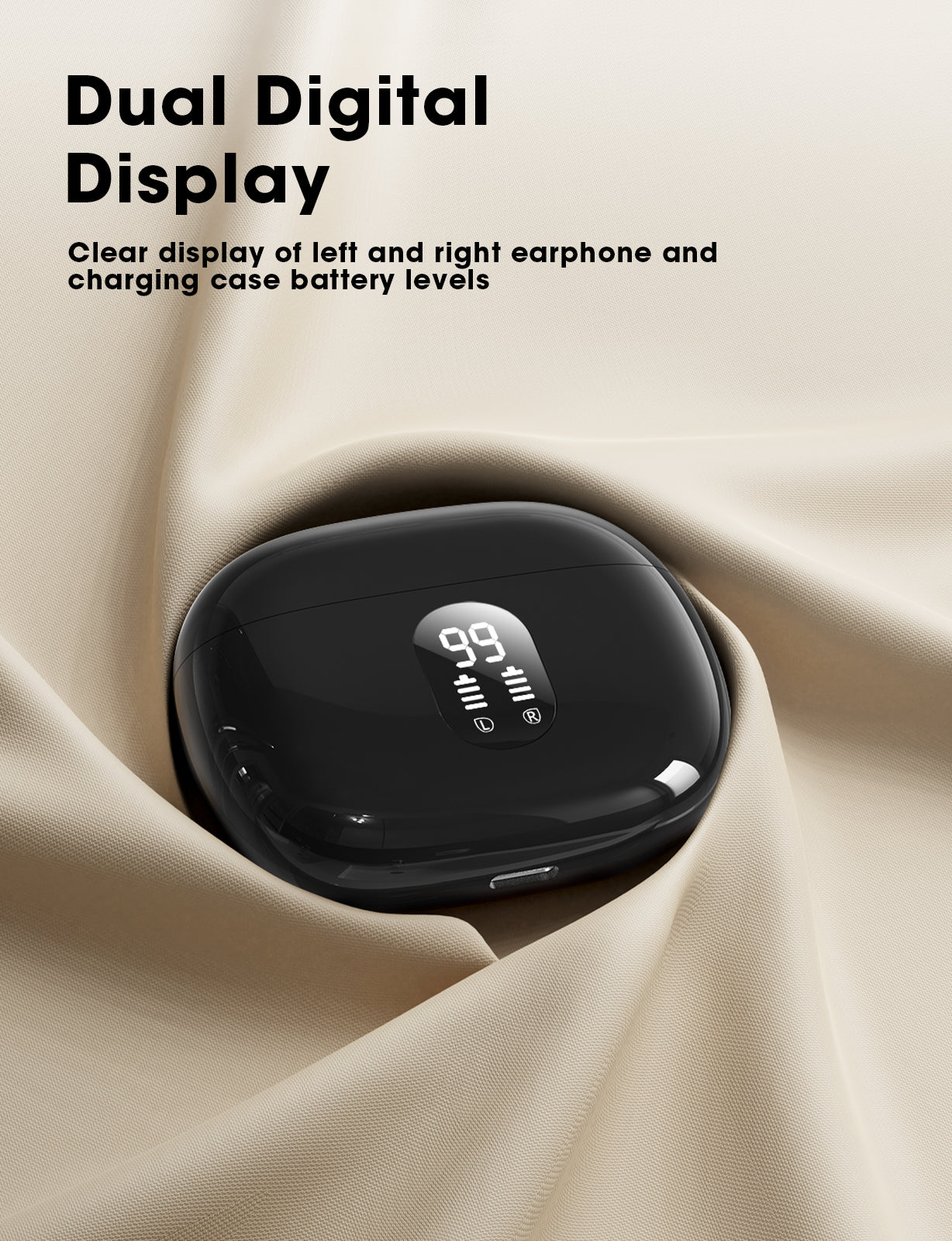 Wireless Earbuds with Big Bass Stereo Sound, 65 Hours Playtime, Lightweight in-Ear IPX7