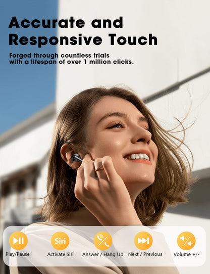 Wireless Earbuds with Big Bass Stereo Sound, 65 Hours Playtime, Lightweight in-Ear IPX7