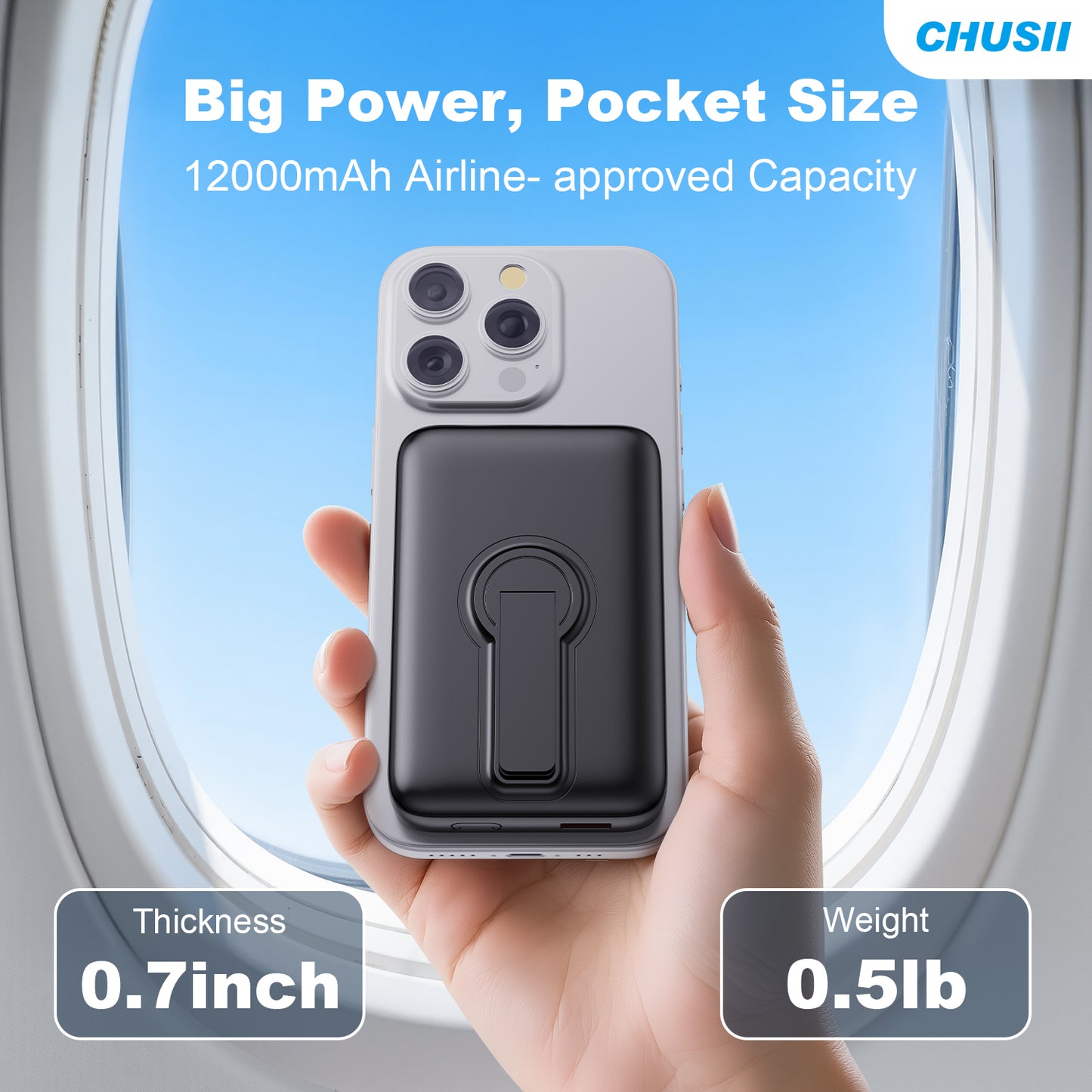 Magnetic Wireless Portable Charger, 12000mAh MagSafe Power Bank Fast Charging